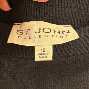 St John Collection Knit Pencil Skirt Size 10 Black Navy Luxe Career Classic